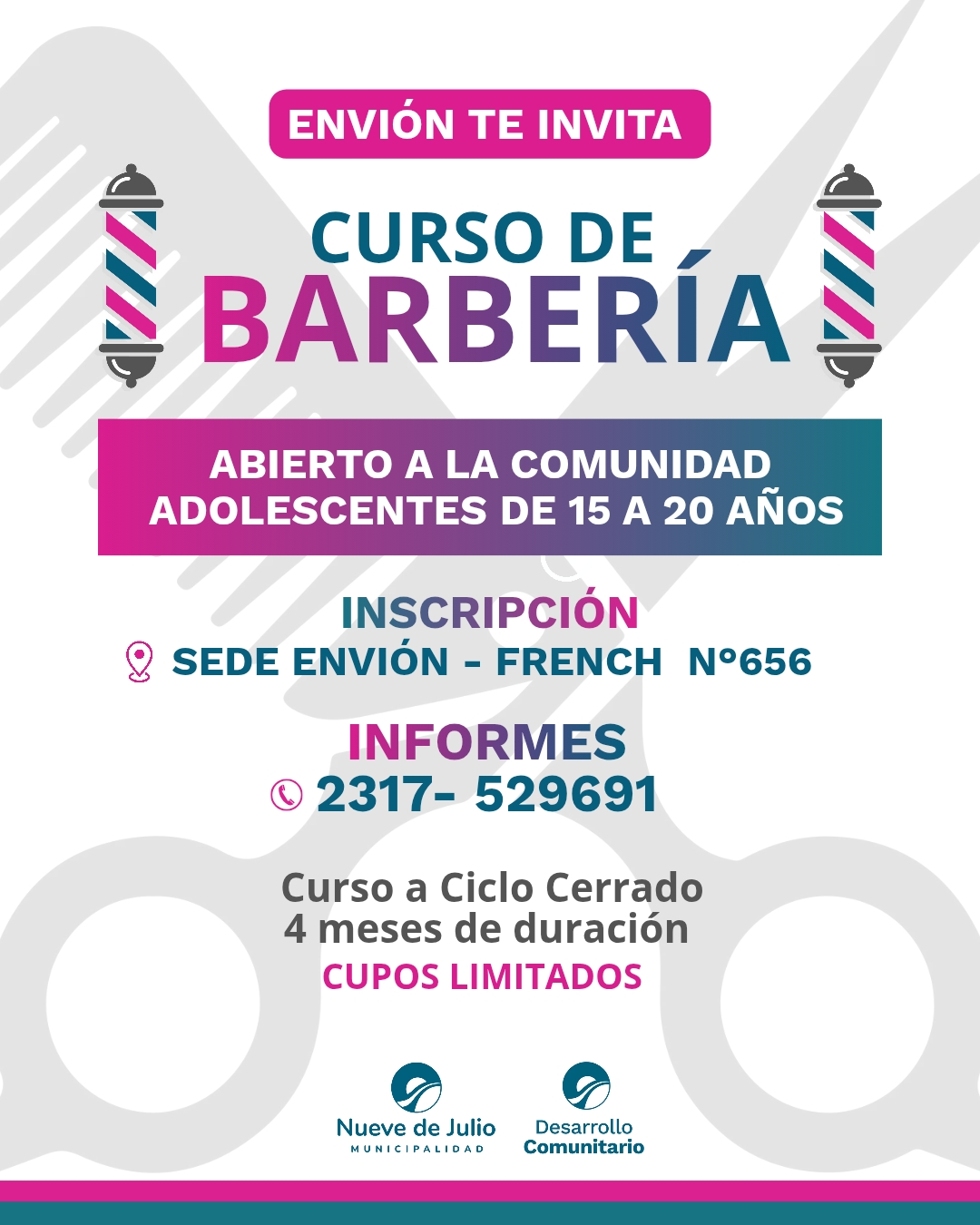 EL PROGRAMA ENVIÓN ABRE LA INSCRIPCIÓN A UN CURSO DE BARBERÍA